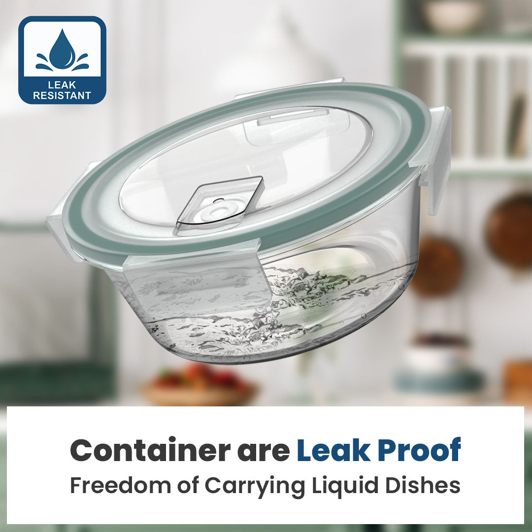 Glass Airtight Container Set 400ml +650ml Set of 02 Transparent