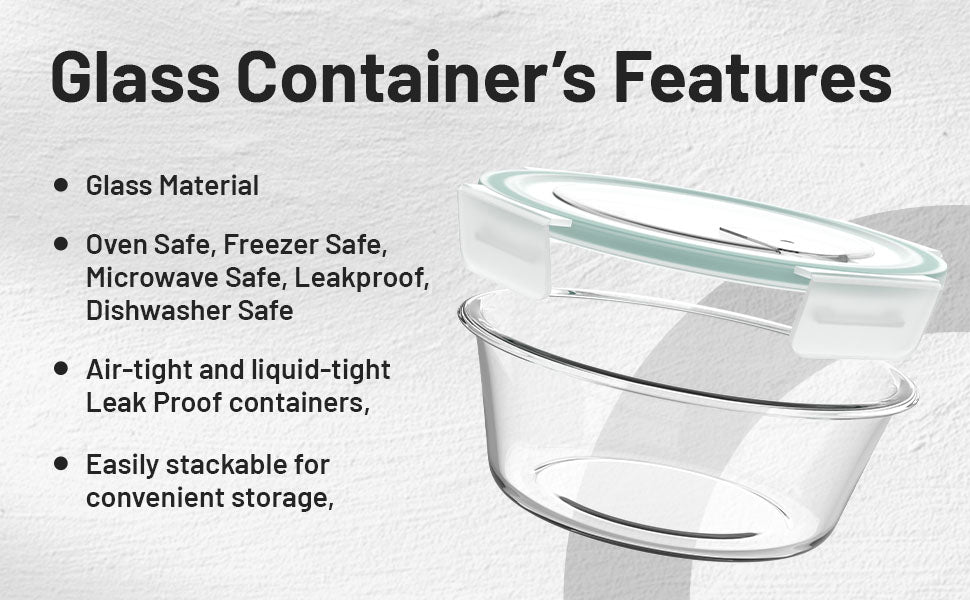 Glass Airtight Container Set 400ml +650ml Set of 02 Transparent