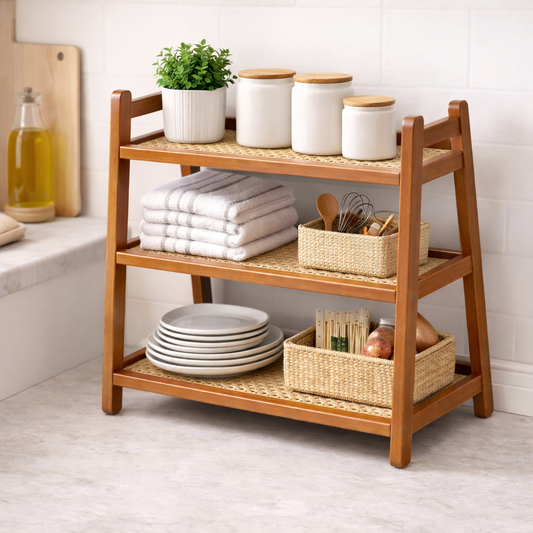 Bamboo Tier Organizer Rack