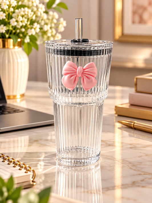 Pink Bow Reusable Tumbler