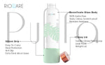 Load image into Gallery viewer, Purifa Borosilicate Glass Water Bottle With Silicon Sleeve 750ml Green