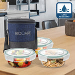 Load image into Gallery viewer, Premium Glass Lunch Box Round Set of 3 400ml each