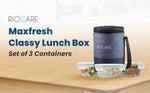 Load image into Gallery viewer, Premium Glass Lunch Box Round Set of 3 400ml each