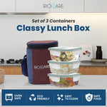 Load image into Gallery viewer, Borosilicate Glass Lunch Box Square Set Of 3 320ml