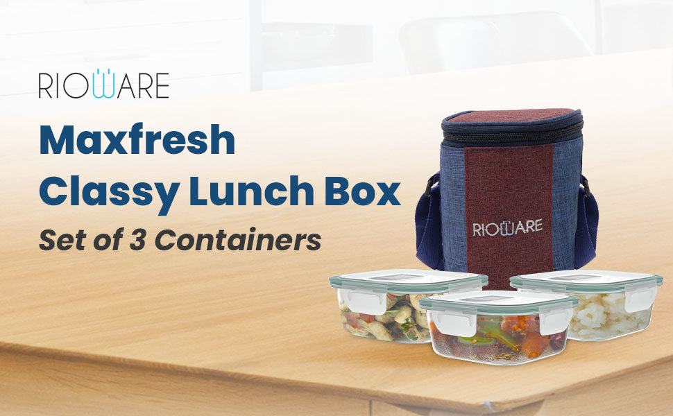 Borosilicate Glass Lunch Box Square Set Of 3 320ml