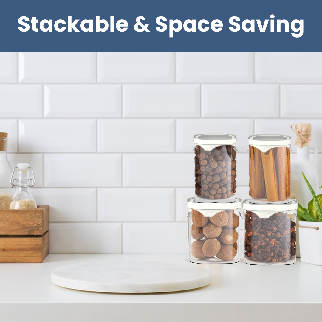Borosilicate Square Glass Jar Set For Kitchen Storage Set Of 4 (450ml*2+1000 ml*2)