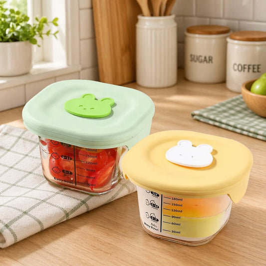Baby Food Glass Bowls with Lid (Set of 2)