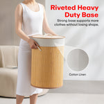 Load image into Gallery viewer, Rioware Bamboo Round Basket for Storage Laundry Basket for Clothes With Lid | Home Organizer Items and Storage | Eco Friendly | Compact and Easy to carry | Home Storage Organizer | Dark Brown
