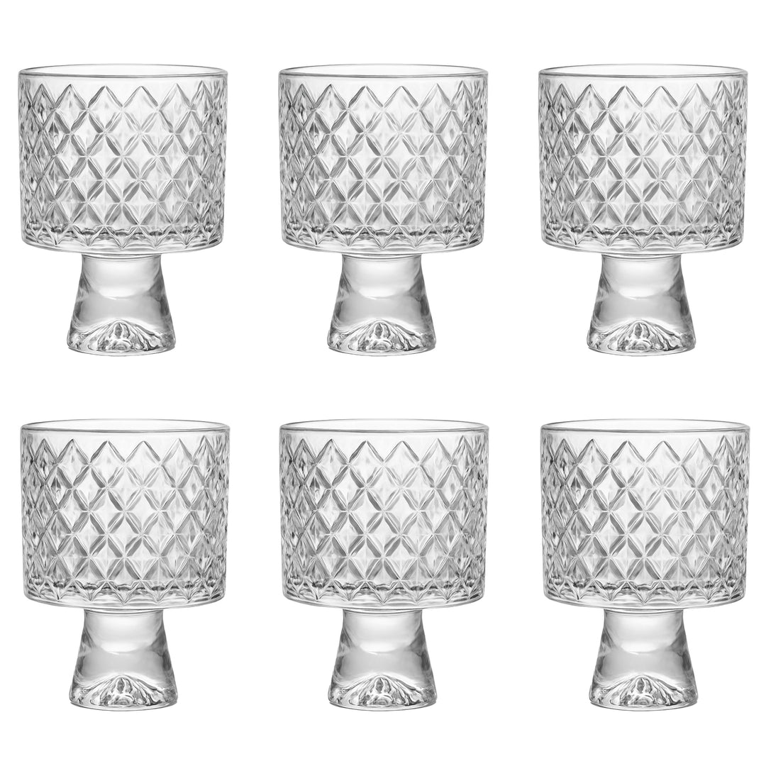 Rioware,230ml 6pc Vision Transparent Large Glass Set | Borosilicate Glass Tumblers for Drinking Water, Cold Drinks | Flame Proof, Microwave & Dishwasher Safe | for Daily use & Gifting with Stripes