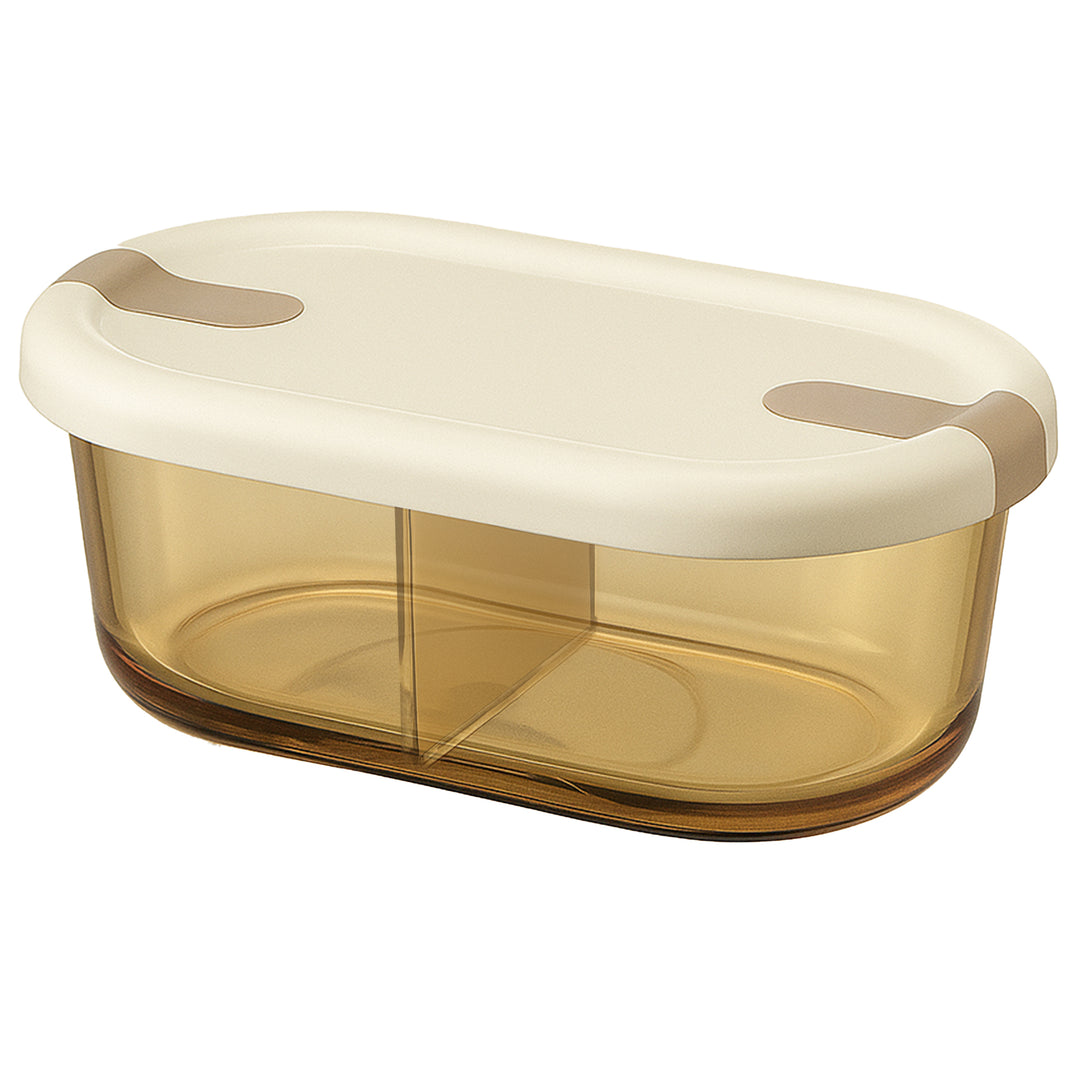 Rioware Slim High Microwave Safe Office Two Compartment Lunch Box Set | Borosilicate Glass | Safety Lock Airtight Tiffin Containers 750ml | Transparent,