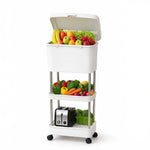 Load image into Gallery viewer, Rioware 3 Tier Slim Storage Trolley with Wheels &amp; Top Lid | Plastic Rolling Organizer Cart for Home, Office, Bedroom, Kitchen, Bathroom, Laundry | Space Saver Plastic Rack
