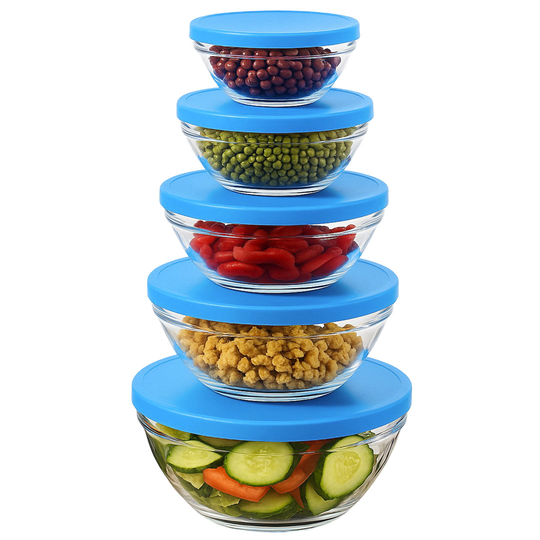 Stackable Glass Bowl Set of 5