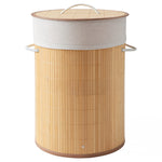 Load image into Gallery viewer, Rioware Bamboo Round Basket for Storage Laundry Basket for Clothes With Lid | Home Organizer Items and Storage | Eco Friendly | Compact and Easy to carry | Home Storage Organizer | Dark Brown

