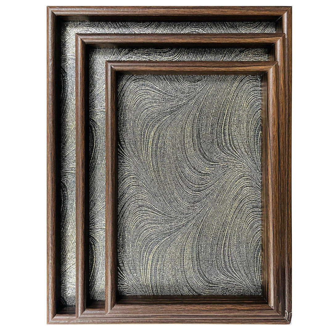 Serving Wooden Trays  Gray Marble Set of 3