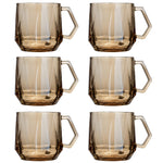Load image into Gallery viewer, Rioware Clear Round Shaped Glass Coffee Cup, Glassware Tea Cup, Tea Cups for Hot Beverages with Handle, Transparent Glass Tea Cup Set for Coffee, Tea, Milk - 6 Pieces, White, 250 ml
