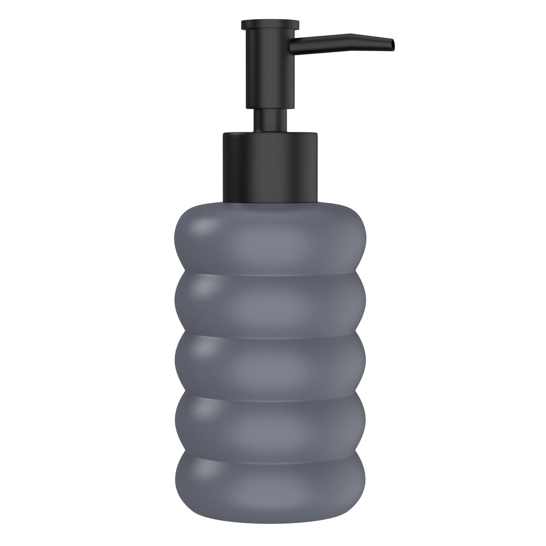 Rioware Outdoor Living Liquid Soap Dispenser, 300ml, Multipurpose Refillable Plastic Pump for Hand Wash, Dish Wash, Shampoo, Kitchen, Bathroom, and Household Use Pack of 1, Round Black