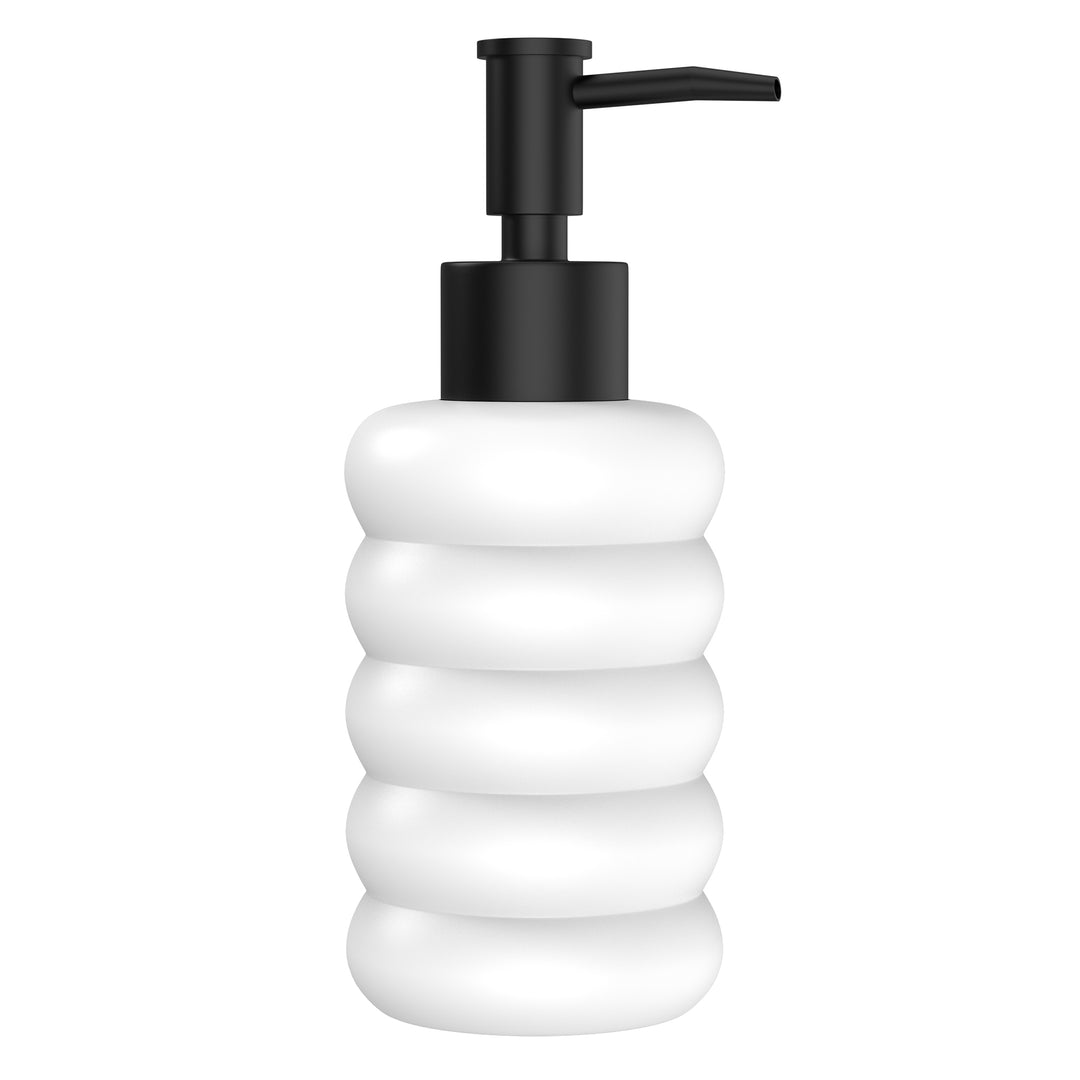 Rioware Outdoor Living Liquid Soap Dispenser, 300ml, Multipurpose Refillable Plastic Pump for Hand Wash, Dish Wash, Shampoo, Kitchen, Bathroom, and Household Use Pack of 1, Round Black