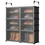Load image into Gallery viewer, ioware Upgraded Shoe Rack for Home Plastic, Portable Shoe Rack with Dustproof Door for Heels/Slippers/Boots,𝟔-𝐃𝐨𝐨𝐫_𝟏0-𝐒𝐡𝐞𝐥𝐟 Shoe Storage Cabinet for Entryway or Bedroom - Black
