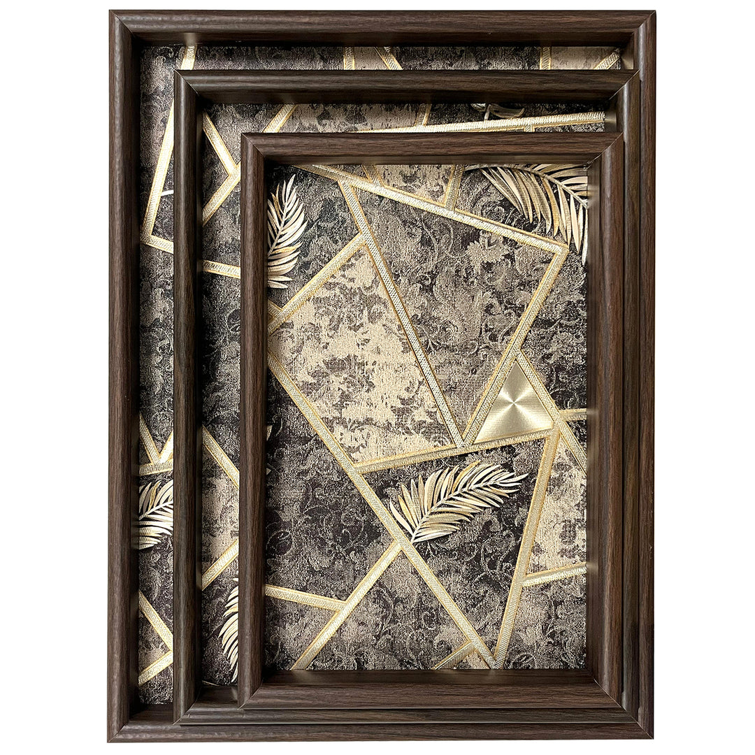 Serving Trays Wooden Black Abstract - Set of 3
