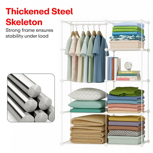 Wardrobe Organizer 8 Shelves White