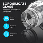 Load image into Gallery viewer, Glass Water Bottle 1 Litre | Airtight lid | Leak Proof | Silicon Cap | Fridge Water Bottles for Home, Office &amp; Gym (Blue, Pack of 01)
