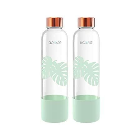 Purifa Borosilicate Glass Water Bottle With Silicon Sleeve 750ml Green