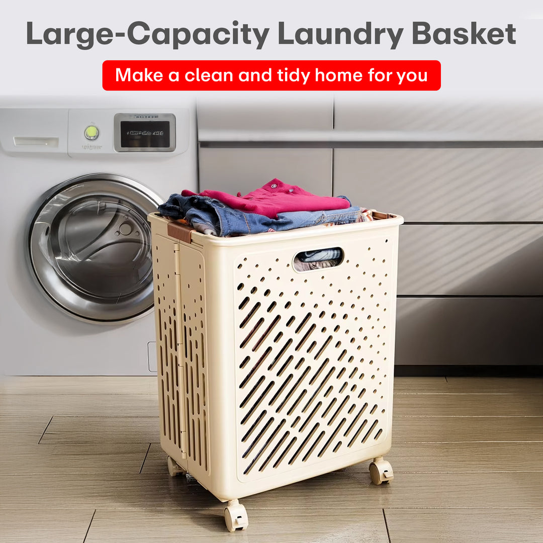 Rioware, Laundry Magic Mover Mini | Foldable Laundry Basket with Wheels & Handles | Breathable Storage Organizer for Clothes, Toys & Daily Essentials |