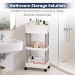 Load image into Gallery viewer, Rioware 3 Tier Slim Storage Trolley with Wheels &amp; Top Lid | Plastic Rolling Organizer Cart for Home, Office, Bedroom, Kitchen, Bathroom, Laundry | Space Saver Plastic Rack
