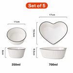 Load image into Gallery viewer, Rioware Cream Ceramic Bowl Set of 5, 580 ML Microwave &amp; Dishwasher Safe Bowl for Serving Snacks, Dal, Rice, Noodles | Perfect for Daily Use, Gifting, Birthday, Anniversary
