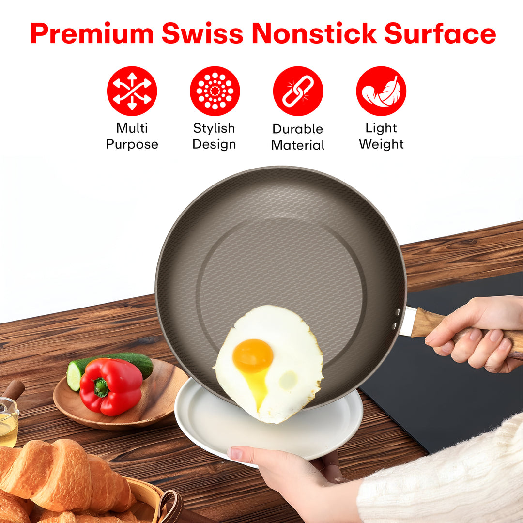 Rioware Aluminium Non-Stick Dosa Tawa | Granite Finish | Induction Base | PFOA Free | High Temperature Resistant Exterior Coating | 24 Cm | White