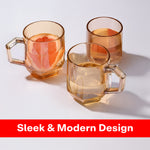 Load image into Gallery viewer, Rioware Clear Round Shaped Glass Coffee Cup, Glassware Tea Cup, Tea Cups for Hot Beverages with Handle, Transparent Glass Tea Cup Set for Coffee, Tea, Milk - 6 Pieces, White, 250 ml
