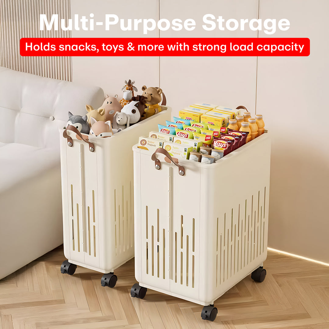 Rioware, Laundry Magic Mover Mini | Foldable Laundry Basket with Wheels & Handles | Breathable Storage Organizer for Clothes, Toys & Daily Essentials