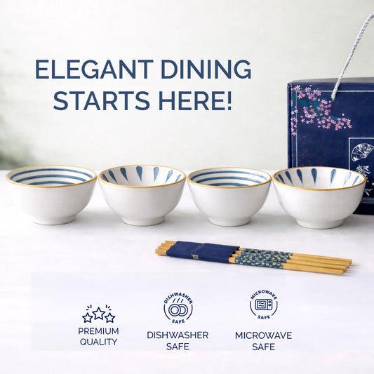 Serve  Bowl Set of 4 with Chopsticks