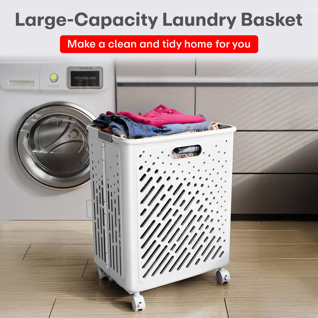 Rioware, Laundry Magic Mover Mini | Foldable Laundry Basket with Wheels & Handles | Breathable Storage Organizer for Clothes, Toys & Daily Essentials |