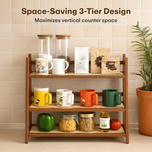 Bamboo Tier Organizer Rack