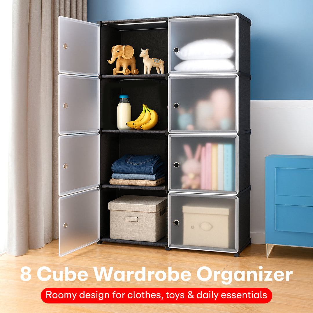 Wardrobe Organizer 8 Shelves Transparent