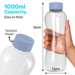 Load image into Gallery viewer, Glass Water Bottle 1 Litre | Airtight lid | Leak Proof | Silicon Cap | Fridge Water Bottles for Home, Office &amp; Gym (Blue, Pack of 01)
