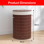Load image into Gallery viewer, Rioware Bamboo Round Basket for Storage Laundry Basket for Clothes With Lid | Home Organizer Items and Storage | Eco Friendly | Compact and Easy to carry | Home Storage Organizer | Dark Brown
