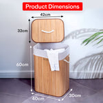 Load image into Gallery viewer, Rioware Bamboo laundry bag basket for clothes with lid toy storage organiser box foldable Square Home Organizer and Storage | Eco Friendly | Compact and Easy to carry Dark Brown
