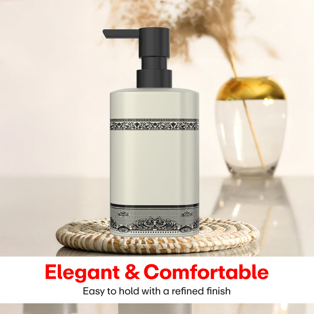 Rioware Outdoor Living Liquid Soap Dispenser, 300ml, Multipurpose Refillable Plastic Pump for Hand Wash, Dish Wash, Shampoo, Kitchen, Bathroom, and Household Use Pack of 1, Ivory White