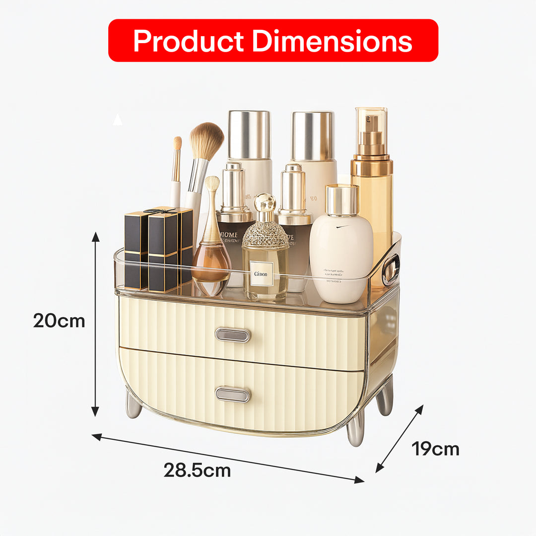 Rioware Luxury Multi Function Make Up Case Cosmetic Storage Box,Cosmetics Skin Care Products Jewelry Organizer Case Lipstick Box - Creamy White