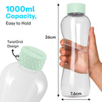 Load image into Gallery viewer, Glass Water Bottle 1 Litre | Airtight lid | Leak Proof | Silicon Cap | Fridge Water Bottles for Home, Office &amp; Gym (Blue, Pack of 01)
