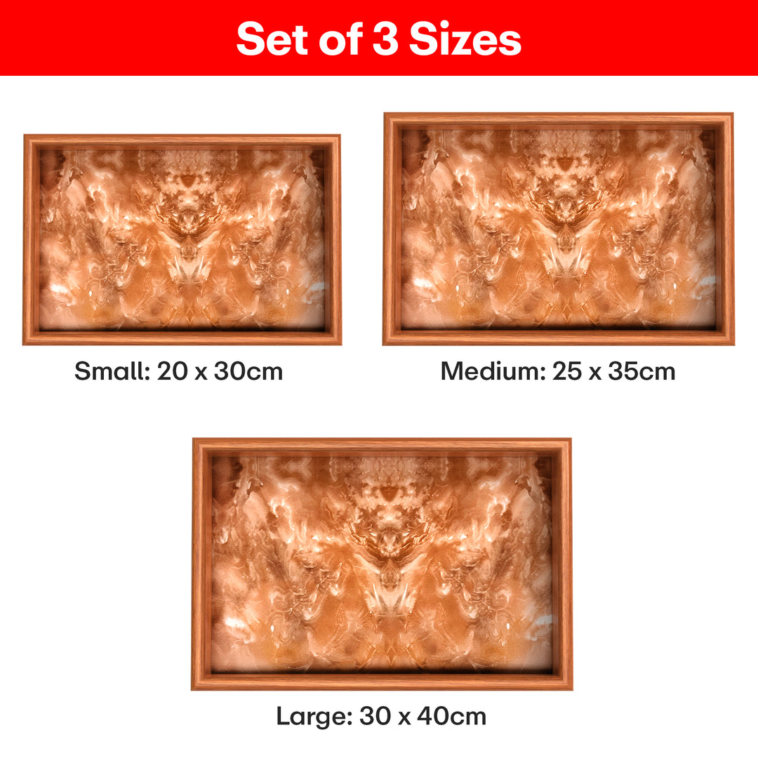 Rioware Wooden Trays Enamel Coated Set of 3