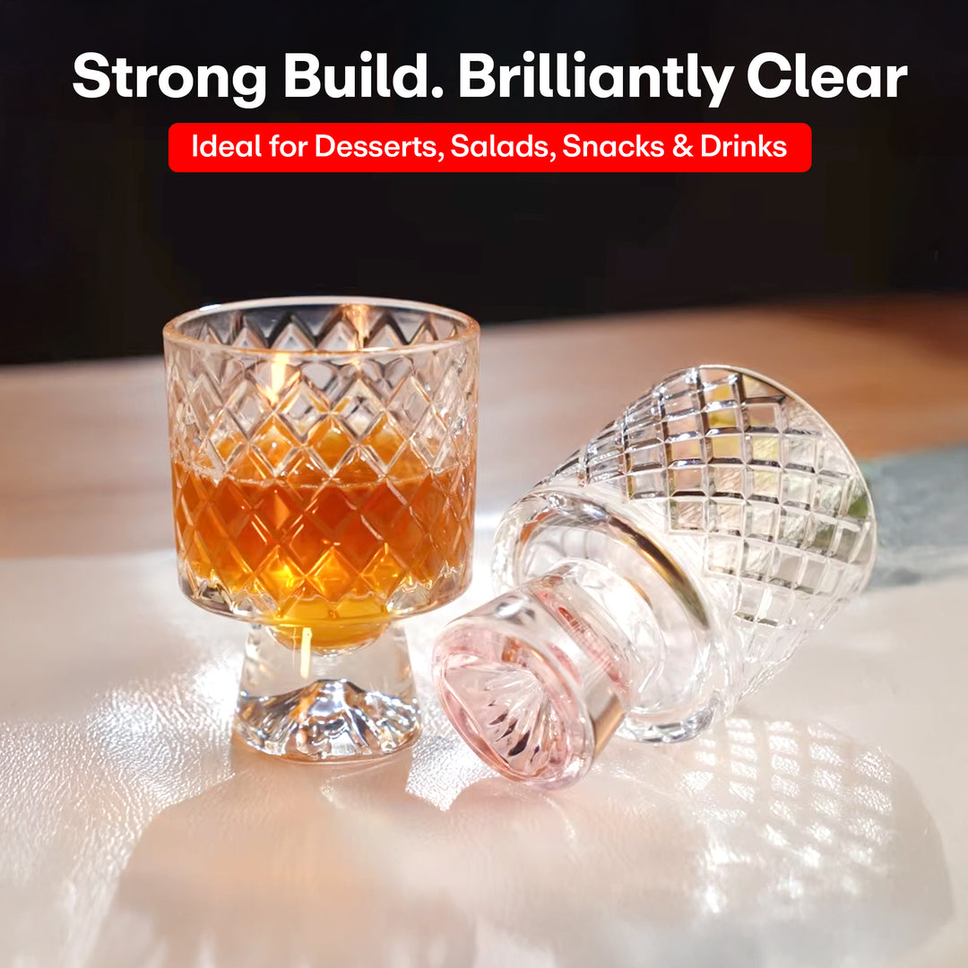 Rioware,230ml 6pc Vision Transparent Large Glass Set | Borosilicate Glass Tumblers for Drinking Water, Cold Drinks | Flame Proof, Microwave & Dishwasher Safe | for Daily use & Gifting with Stripes