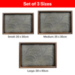 Load image into Gallery viewer, Serving Wooden Trays  Gray Marble Set of 3
