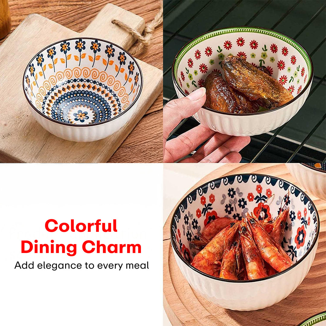 Rioware White Ceramic Bowl Set of 4, 250 ML Each | for Snacks & More, Rice, Dal, Fruits, Salad | Perfect for Christmas Gift & Daily Use