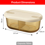 Load image into Gallery viewer, Rioware Slim High Microwave Safe Office Two Compartment Lunch Box Set | Borosilicate Glass | Safety Lock Airtight Tiffin Containers 750ml | Transparent,
