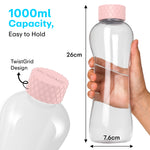 Load image into Gallery viewer, Glass Water Bottle 1 Litre | Airtight lid | Leak Proof | Silicon Cap | Fridge Water Bottles for Home, Office &amp; Gym (Blue, Pack of 01)
