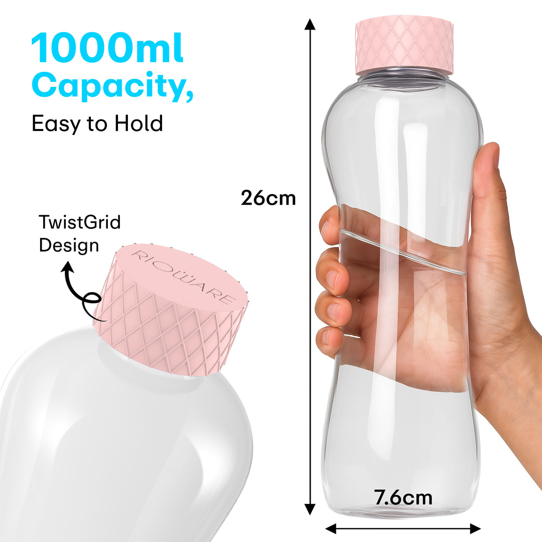 Glass Water Bottle 1 Litre | Airtight lid | Leak Proof | Silicon Cap | Fridge Water Bottles for Home, Office & Gym (Blue, Pack of 01)