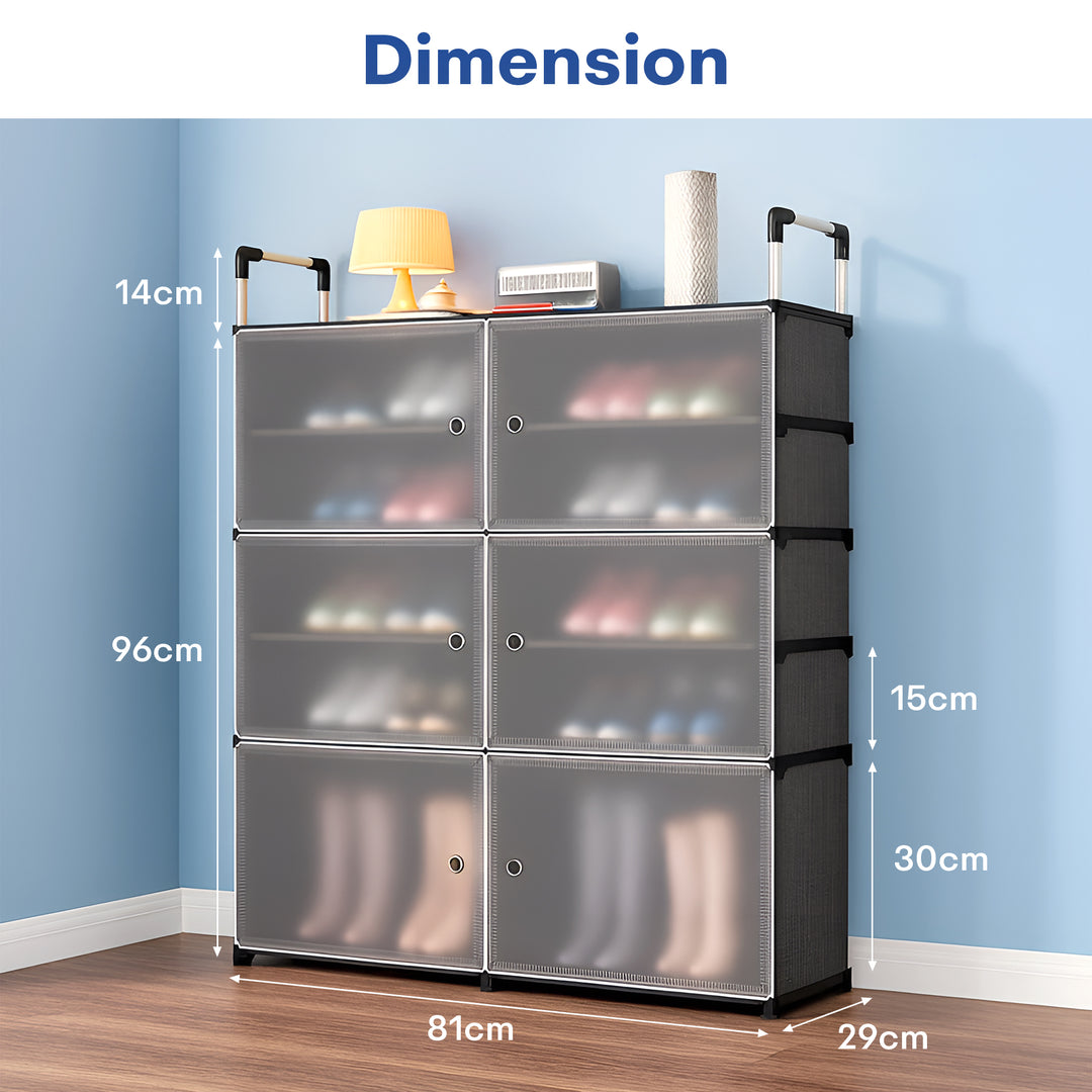 ioware Upgraded Shoe Rack for Home Plastic, Portable Shoe Rack with Dustproof Door for Heels/Slippers/Boots,𝟔-𝐃𝐨𝐨𝐫_𝟏0-𝐒𝐡𝐞𝐥𝐟 Shoe Storage Cabinet for Entryway or Bedroom - Black